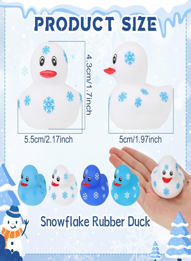 جيريفي بط مطاطي على شكل ندفة ثلجية شتوية من جيريفاي، بط مطاطي بنمط ندفة الثلج، عناصر شتوية، 4 ألوان، مجموعة كبيرة، زينة حمام سباحة، حشو أكياس هدايا حفلات أعياد الميلاد (48 قطعة) - Image 2